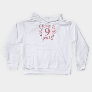 Cheers To 9 Years - 9th Birthday - Anniversary Kids Hoodie